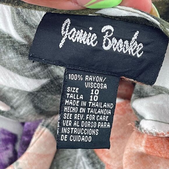 Vintage Jamie Brooke Rayon Tropical Floral Button Front Maxi Dress Size 10 - Picture 12 of 14